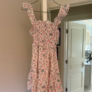 Floral Smocked Dress with Ruffled Straps